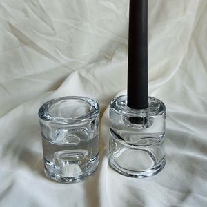 Set of 2 Modern Clear Votive/Taper holders